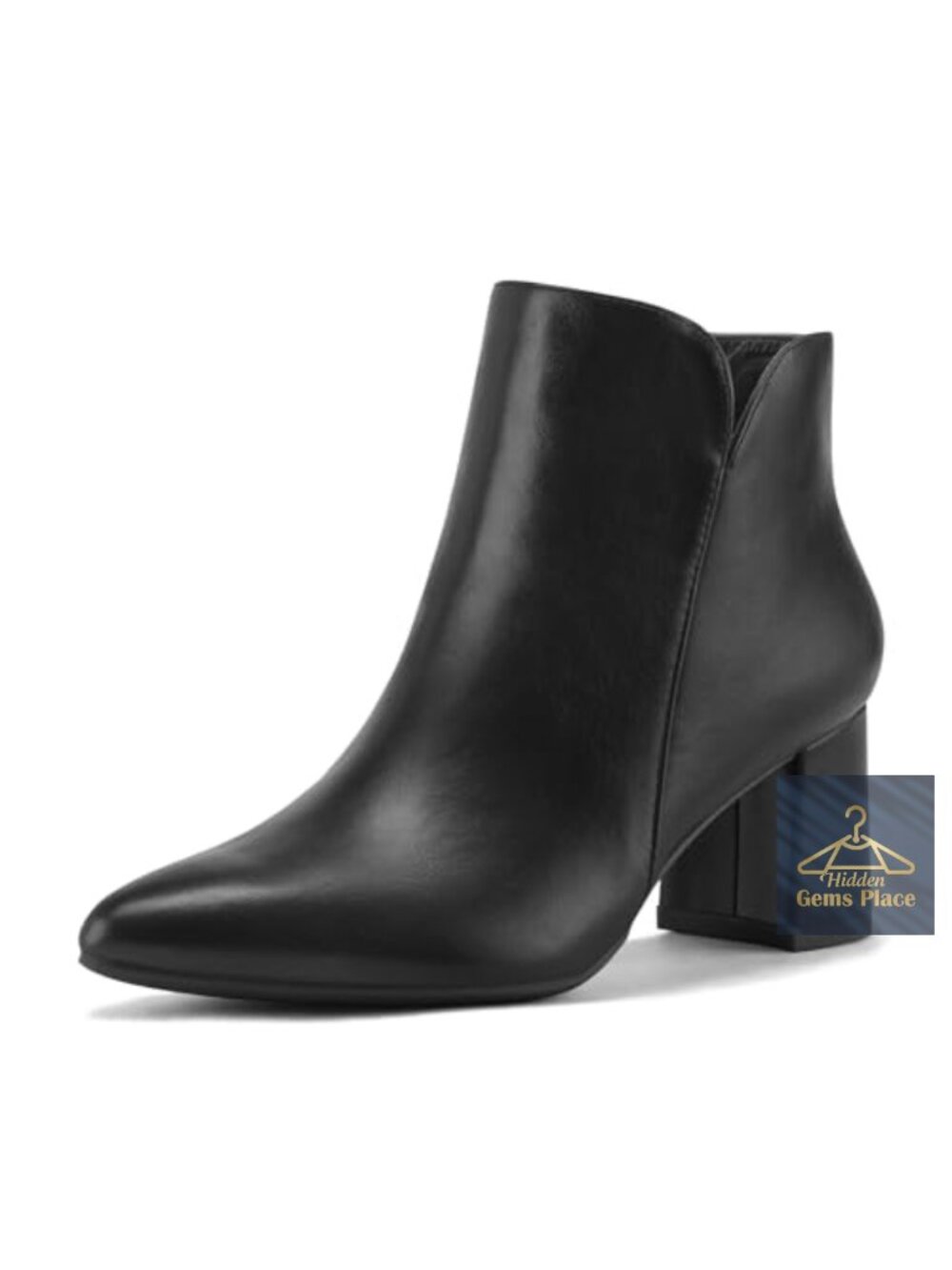 Women's Ankle Boots Chunky Block Heel Pointed Toe PU Leather Booties